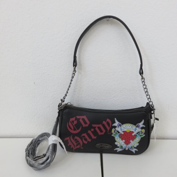 Ed Hardy Black and Red Shoulder Bag - Picture 1 of 10